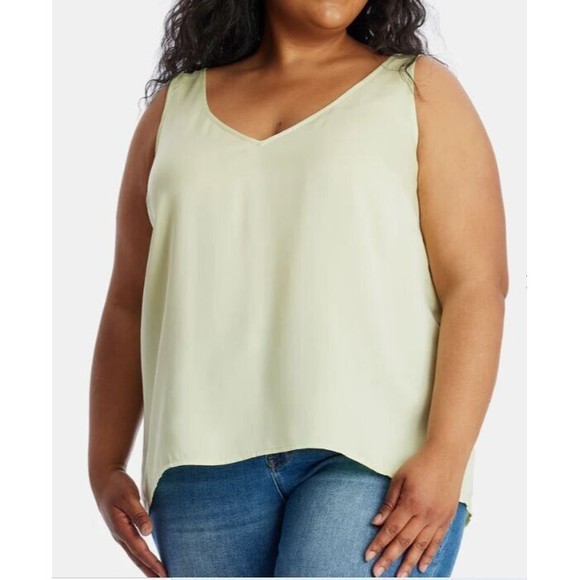 Maree Pour TOI Womens Double V Neck Silk Tank Light Green Size 18 - Picture 1 of 8